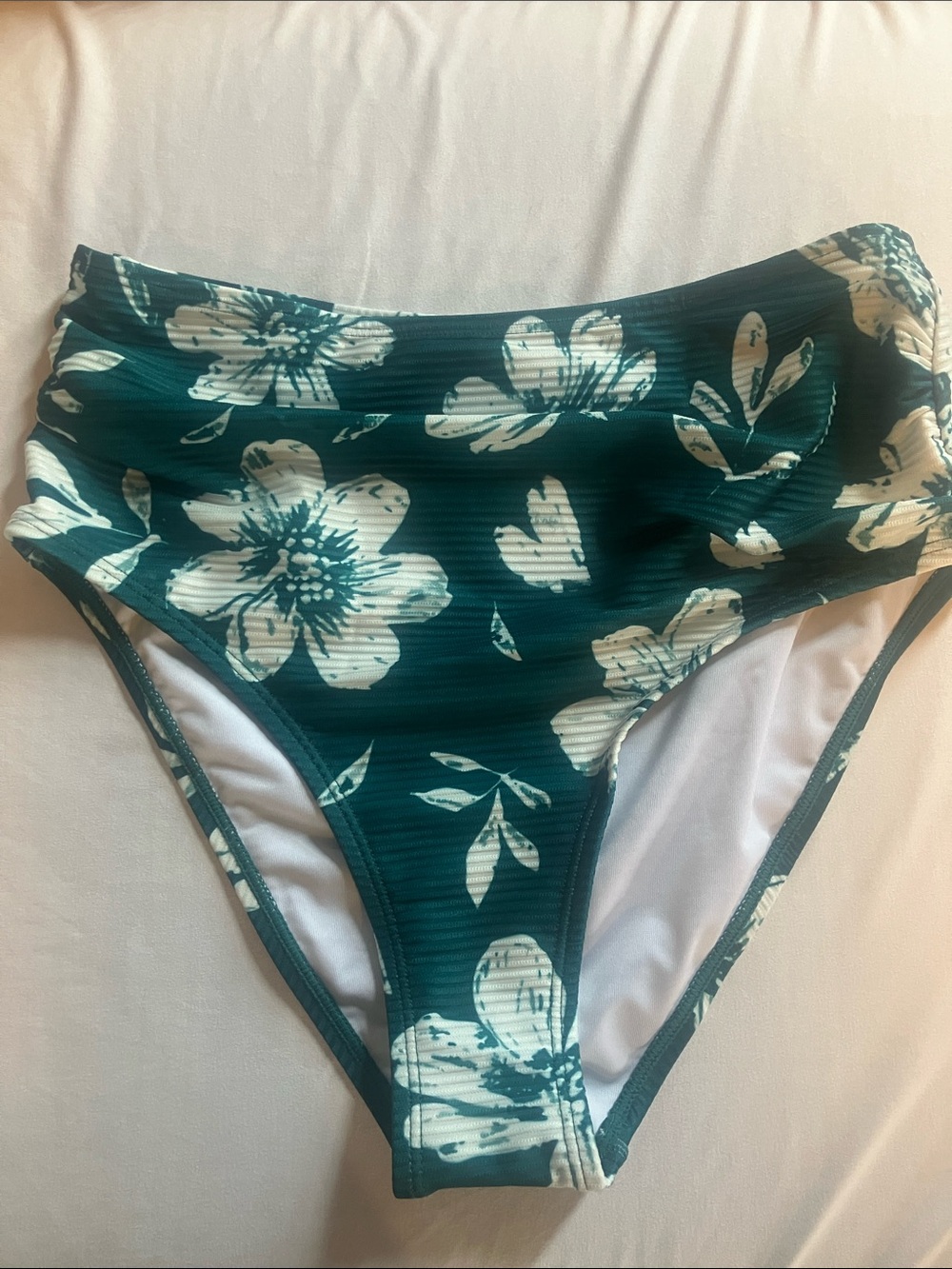 Cupshe High-Waist Floral Bikini Bottoms - Dark Green NWOT